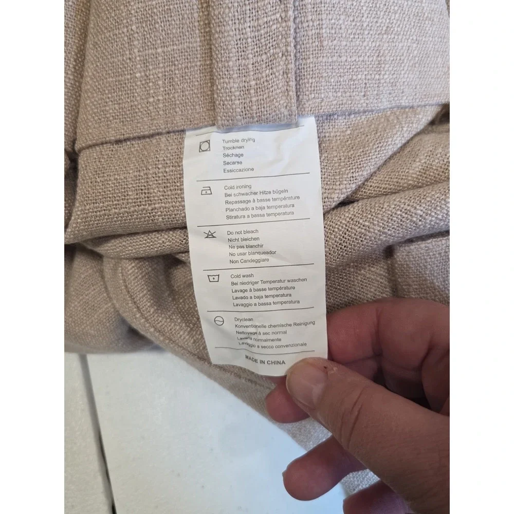 MIULEE Beige Linen Blend Curtain Panel 40x96 With Hooks 1 Panel New